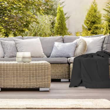 Baumwoll Waffelpiqué Decke schwarz 130 x 180 cm