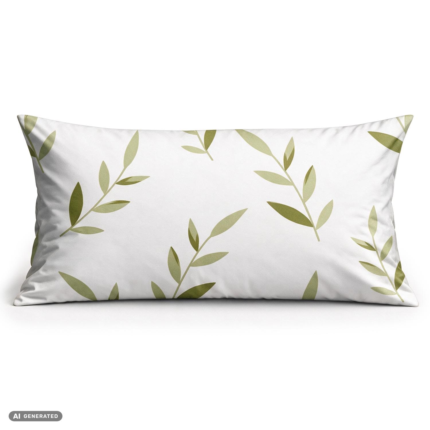 CloudComfort Basic Baumwoll Kissenbezug weiß Blätter 2er-Set 40 x 80 cm