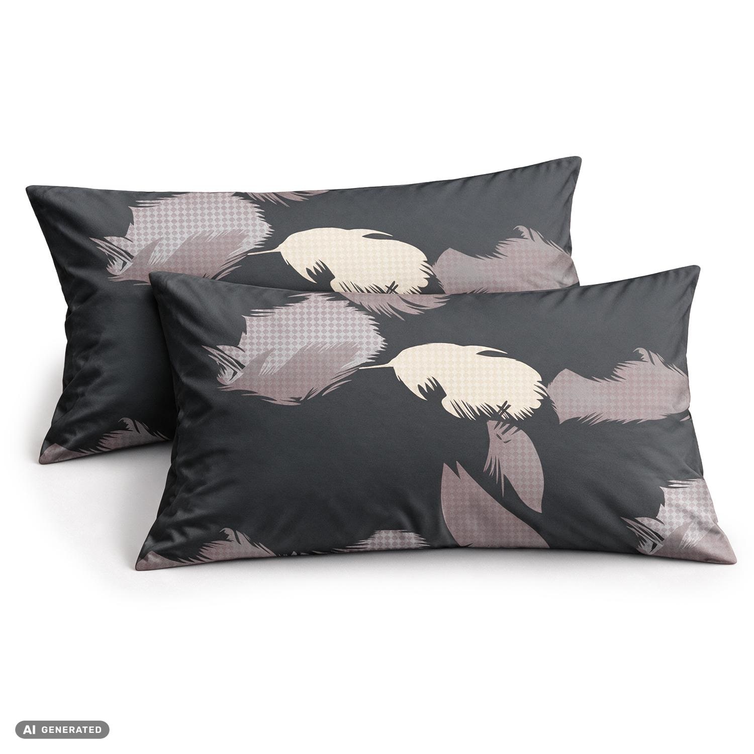 CloudComfort Basic katoenen kussensloop grijs/lila, set van 2 stuks, 40 x 80 cm