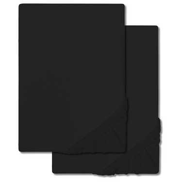 Confezione doppia di lenzuola CloudComfort Basic in jersey stretch nero 140 x 190 - 160 x 200 cm (2 pezzi)