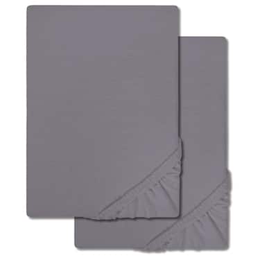 Castell fitted sheet microfiber interlock jersey dark grey 90 x 190 - 100 x 200 cm double pack