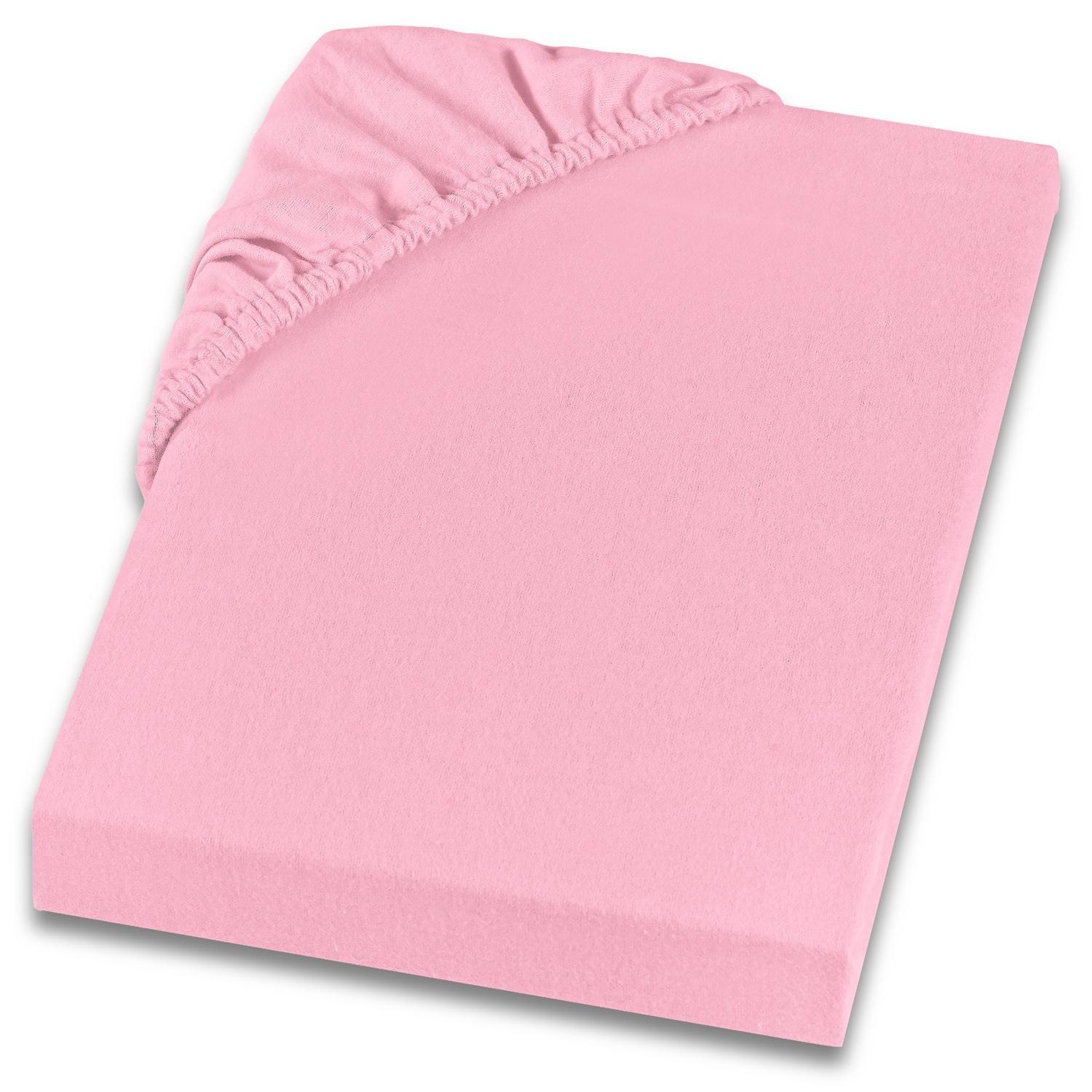 Set of 4 Setex Molton twill fitted sheets pink 90 x 200 cm