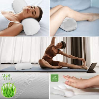 Polvi- ja niskarulla Visco Aloe Vera muistivaahdolla 40 x 15 cm