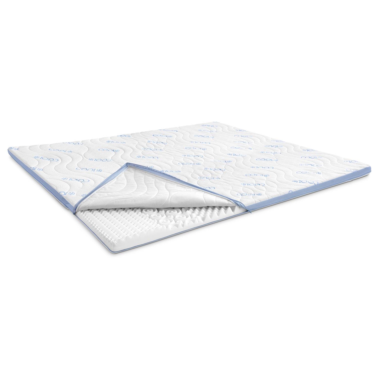 Cold foam topper CloudComfort Cool 120 x 200 cm H2/H3, height 7 cm, firmness level H2/H3, 7-zone topper with summer and winter side