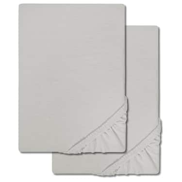 Castell fitted sheet microfiber interlock jersey silver grey 90 x 190 - 100 x 200 cm double pack