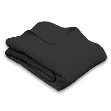 Baumwoll Waffelpiqué Decke schwarz 130 x 180 cm