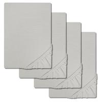 Set di 4CloudComfort Basic lenzuola elastiche in jersey grigio argento 180 x 190 - 200 x 200 cm (4 pezzi)