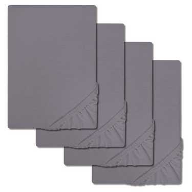 Set di 4 lenzuola CloudComfort Basic in jersey stretch grigio scuro 120 x 200 cm (4 pezzi)