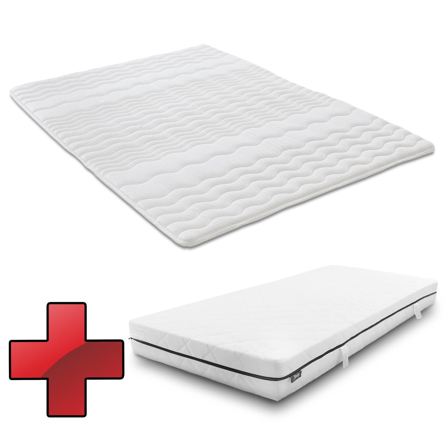 Sleezzz Superior pocket spring mattress 90 x 200 cm, height 18 cm, firmness level H3 + mattress topper / mattress topper 90 x 200 cm