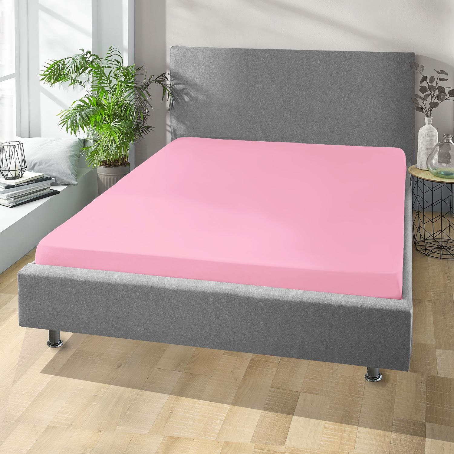 Dubbelpak Setex Molton twill hoeslakens roze 90 x 200 cm