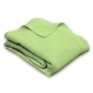 Bavlněná vaflová piké přikrývka světle zelená 130 x 180 cm