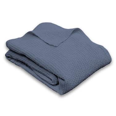 Baumwoll Waffelpiqué Decke blau 150 x 200 cm
