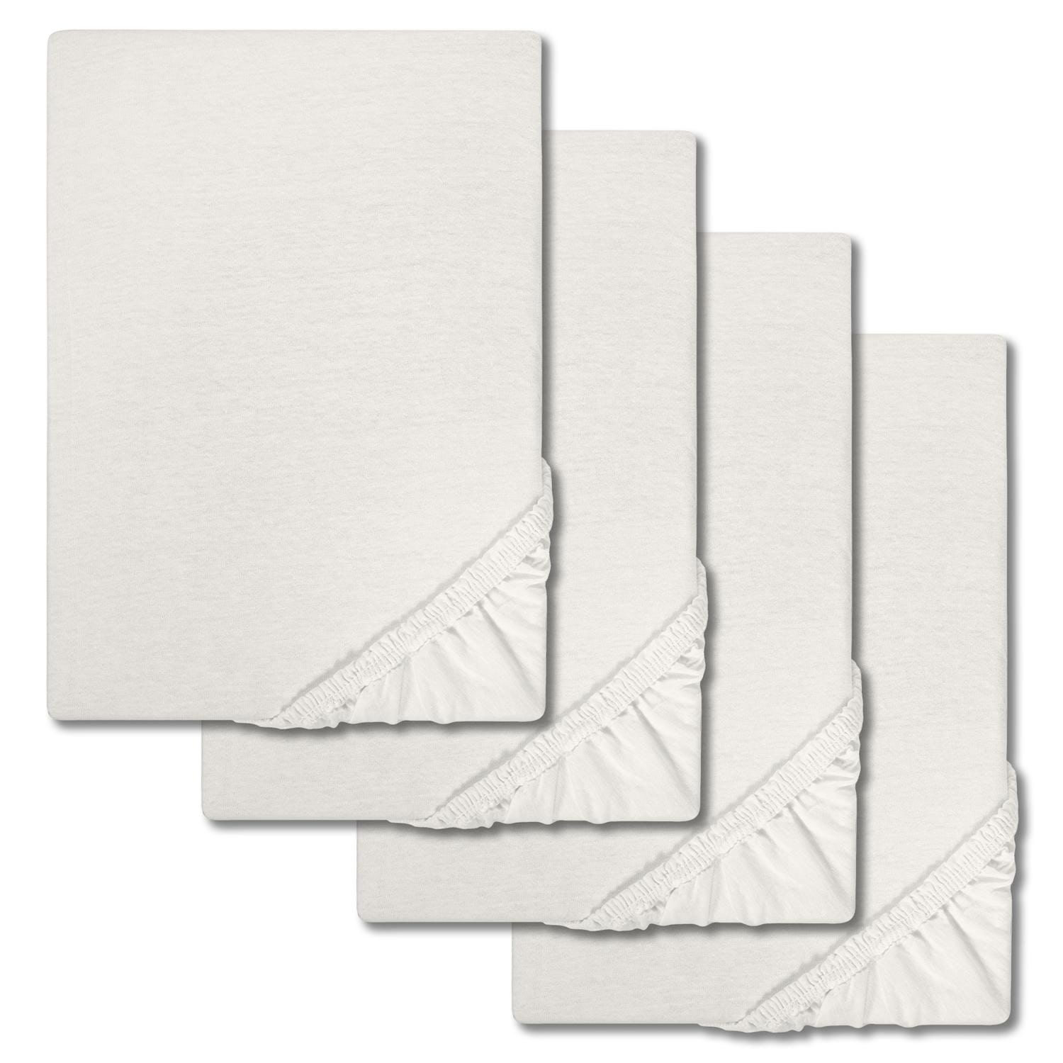 Set van 4 Castell jersey katoenen hoeslakens, wit, 140 x 190 - 150 x 200 cm