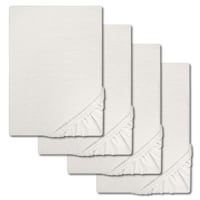 Set van 4 Castell jersey katoenen hoeslakens, wit, 140 x 190 - 150 x 200 cm
