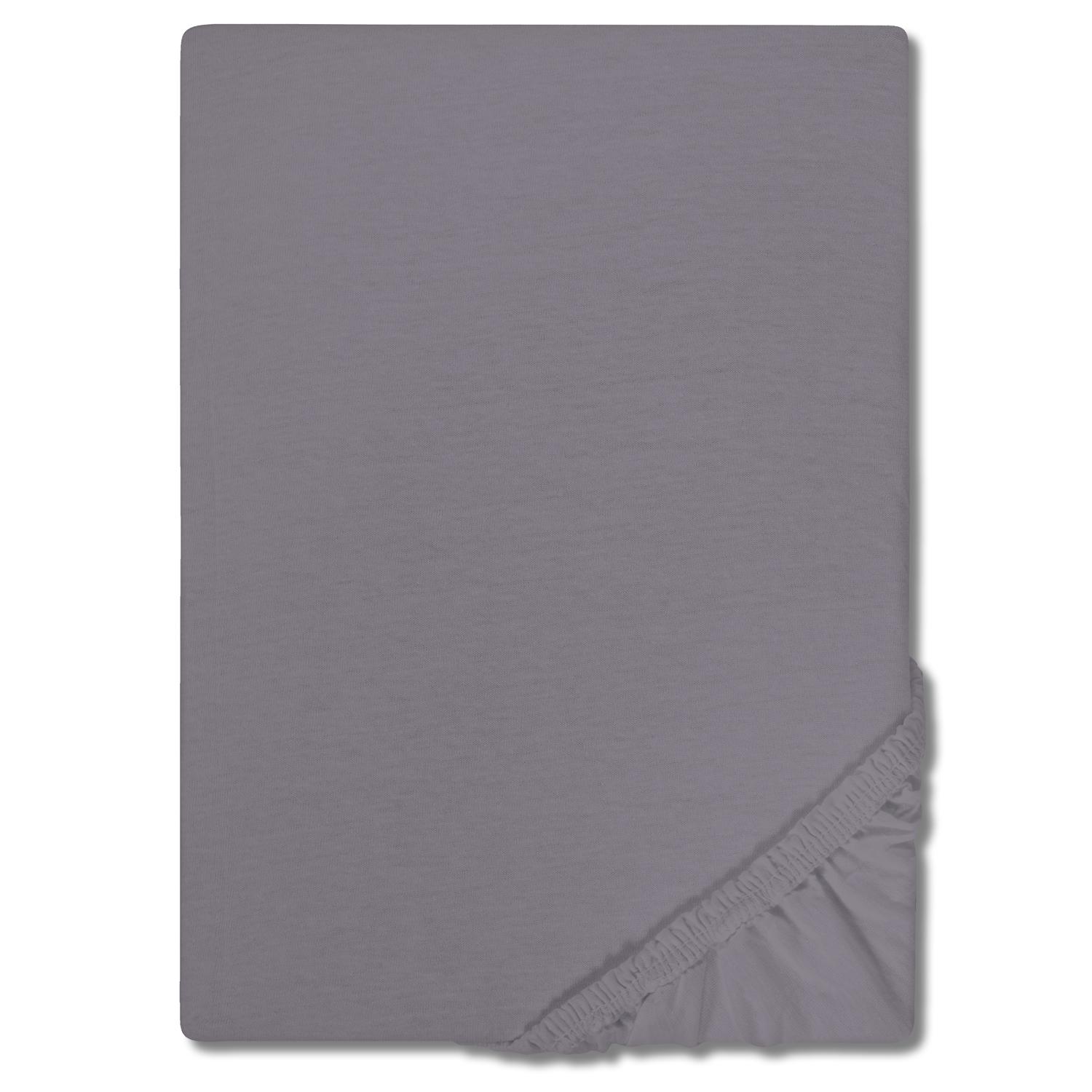 "CloudComfort Basic" pagrindinis paklodės lakštas, trikotažinis, elastingas, tamsiai pilkas, 180 x 200 - 200 x 200 cm