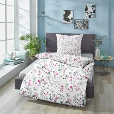 Doppelpack CloudComfort Basic Mikrofaser Bettwäsche Sommerblumen 135 x 200 + 80 x 80 cm