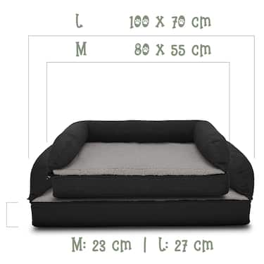 100 x 70 x 27 cm orthopaedic dog bed with backrest size M