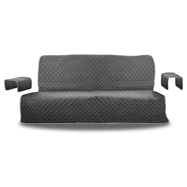 Sofaschoner Zweisitzer grau / anthrazit 110 x 191 cm + 2 x 50 x 55 cm 