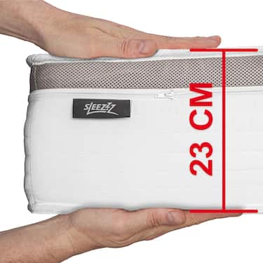 7 Zonen ergonomische Taschenfederkernmatratze Sleezzz Diamond T1000 160 x 200 cm, Höhe 23 cm, Härtegrad H2/H3, 1000 Federn/2m²