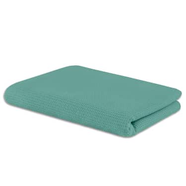 Baumwoll Waffelpiqué Decke petrol 75 x 120 cm