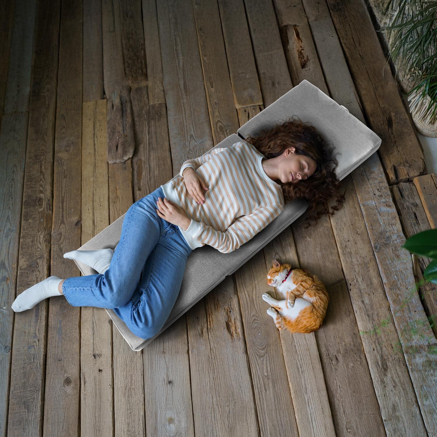 CloudComfort Premium opvouwmatras 70 x 195 cm, zilverkleurig, 10 cm dik, bekleed met meubelstof