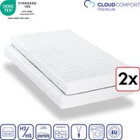 Dubbelpak premium 7-zone matras 90x200 cm CloudComfort, hoogte 15 cm, hardheidsniveau H2/H3, lits-jumeaux set