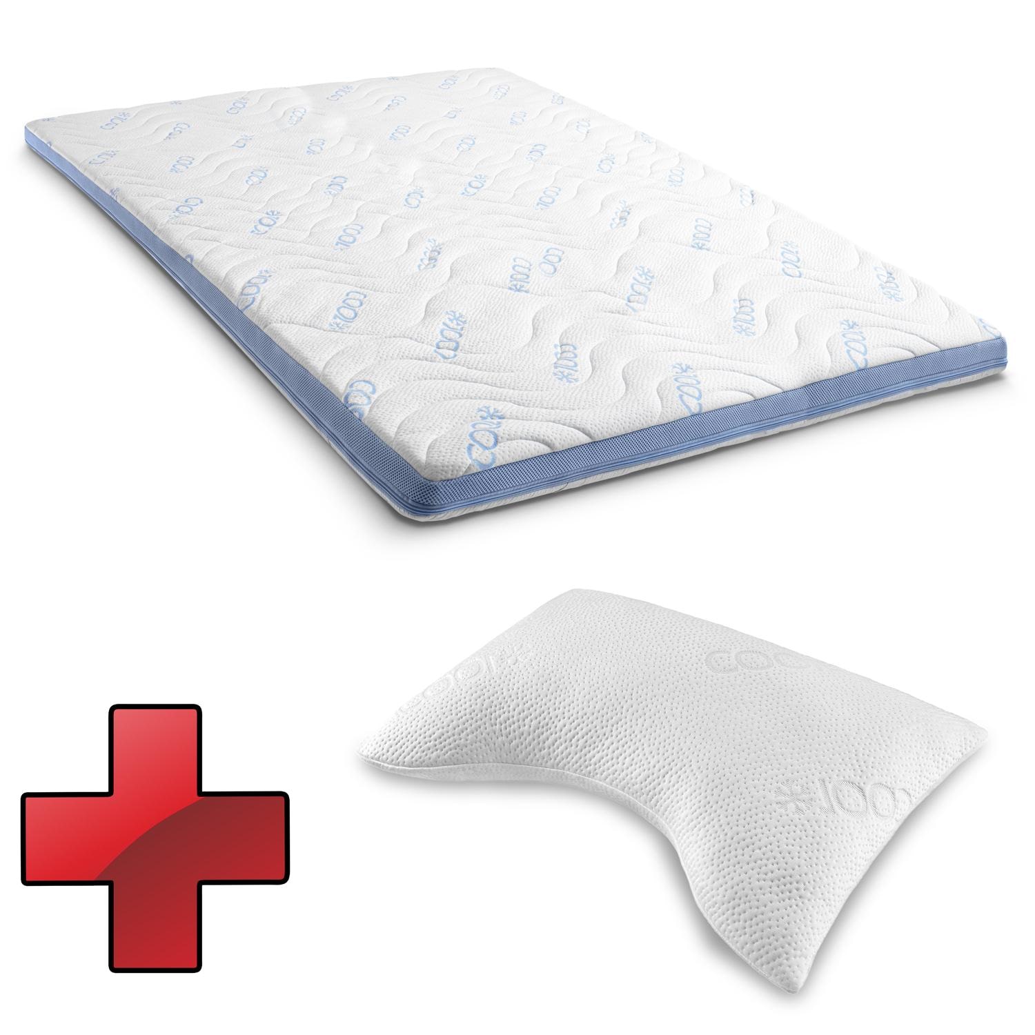 CloudComfort Cool Topper 120 x 200 cm H2/H3 + Sleezzz® Cool Gel-Foam Contoured Neck Support Pillow
