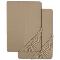 Set van twee CloudComfort Basic hoeslakens van jersey-stretch, taupe, 180 x 190 - 200 x 200 cm (2 stuks)