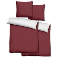 Doppelpack  Sleezzz® Renforcé Wendebettwäsche dunkelrot/weiß 135 x 200 + 80 x 80 cm