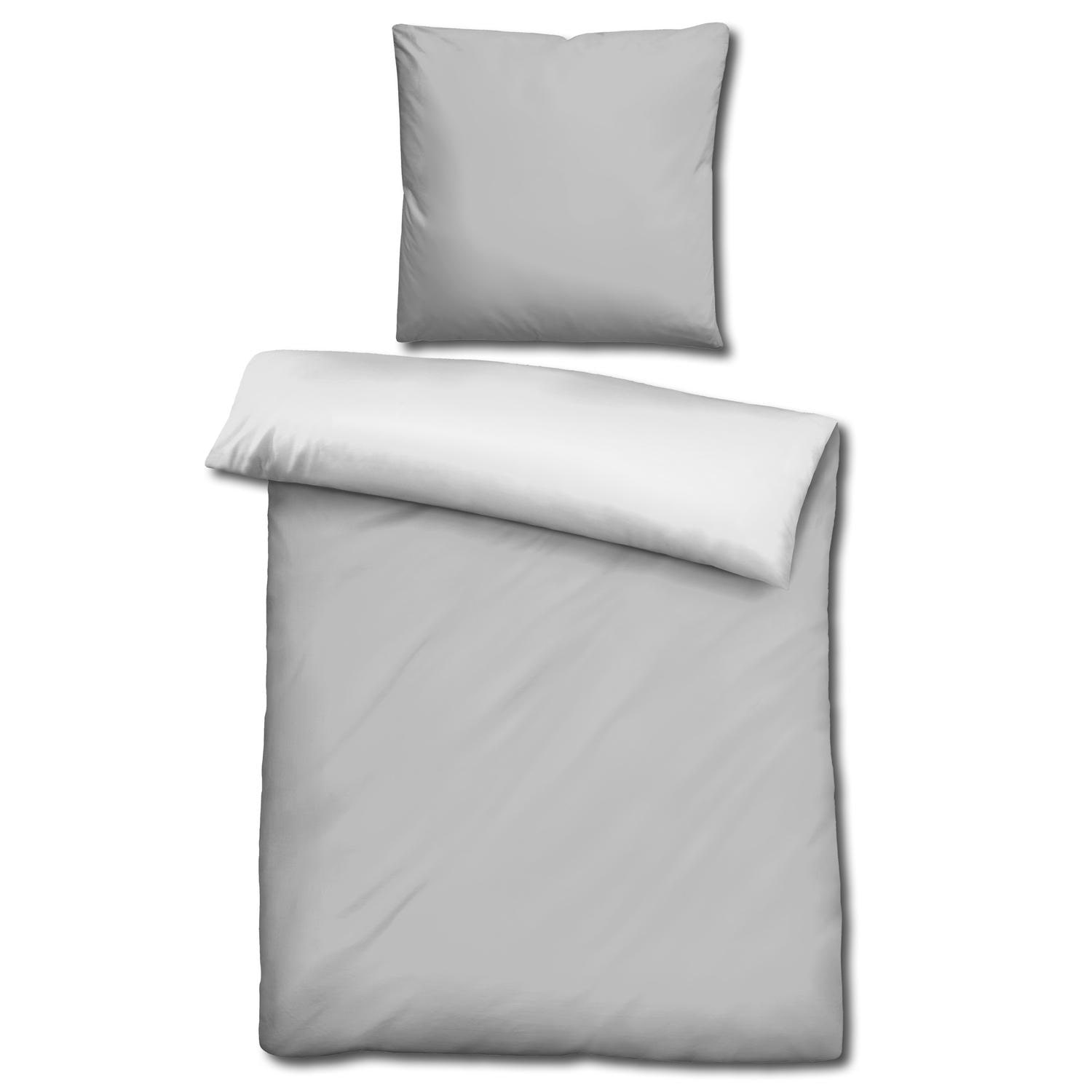 CloudComfort Basic biancheria da letto reversibile grigio chiaro/bianco 155 x 220 + 80 x 80 cm