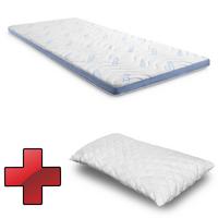 CloudComfort Cool 90 x 200 cm H2/H3, magasság 7 cm, keménységi szint H2/H3, 7 zónás topper nyári és téli oldallal + CloudComfort Basic gélpelyhes párna 40 x 80 cm.