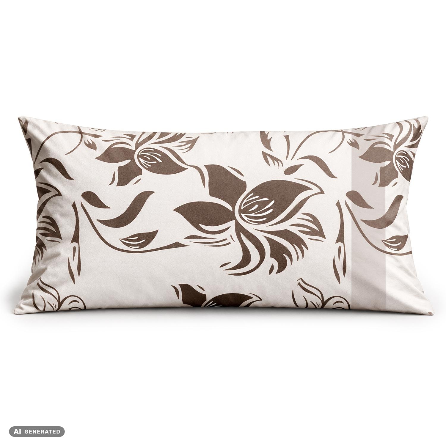 CloudComfort Basic Baumwoll Kissenbezug taupe/weiß 2er-Set 40 x 80 cm