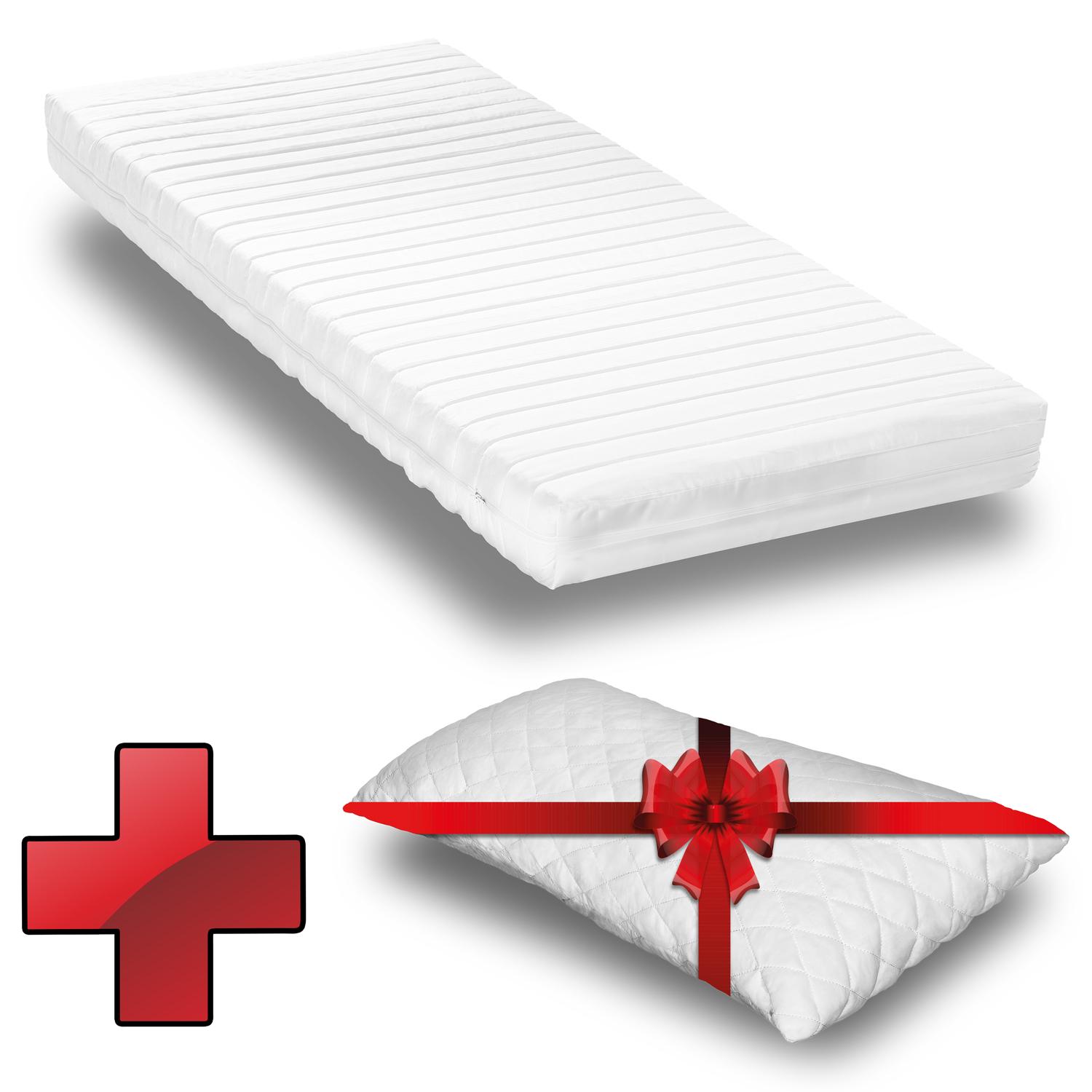 Cold foam mattress K16 160 x 200 cm H2 + H3 16 cm high + CloudComfort Basic gel-flake pillow 40 x 80 cm free of charge