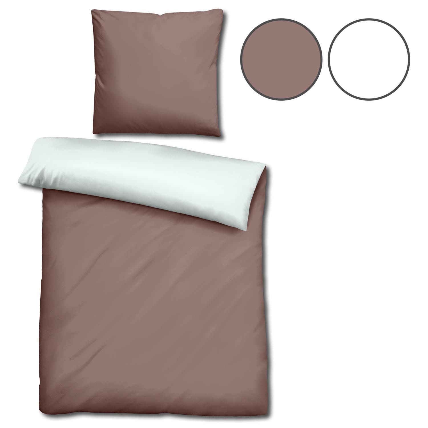 Sleezzz® Renforcé reversible bed linen light brown/white 135 x 200 + 80 x 80 cm