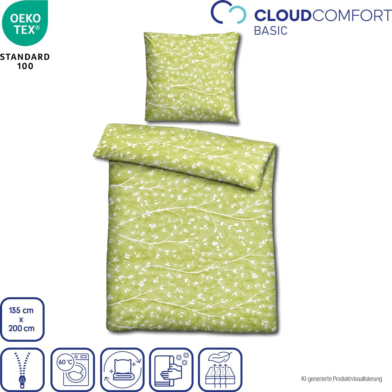 Cloud Comfort Mako Saten Nevresim Takımı 135 x 200 cm + 80 x 80 cm