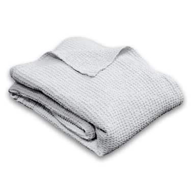 140 x 200 cm waffle piqué lightweight polycotton bedspread in the color light grey