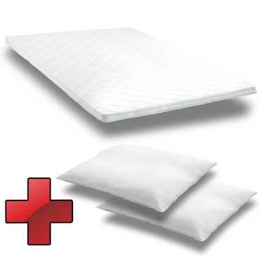 Comfort foam topper T6 180 x 200 cm, height 6 cm, firmness level H3 + 2 CloudComfort Basic microfiber pillows 80 x 80 cm