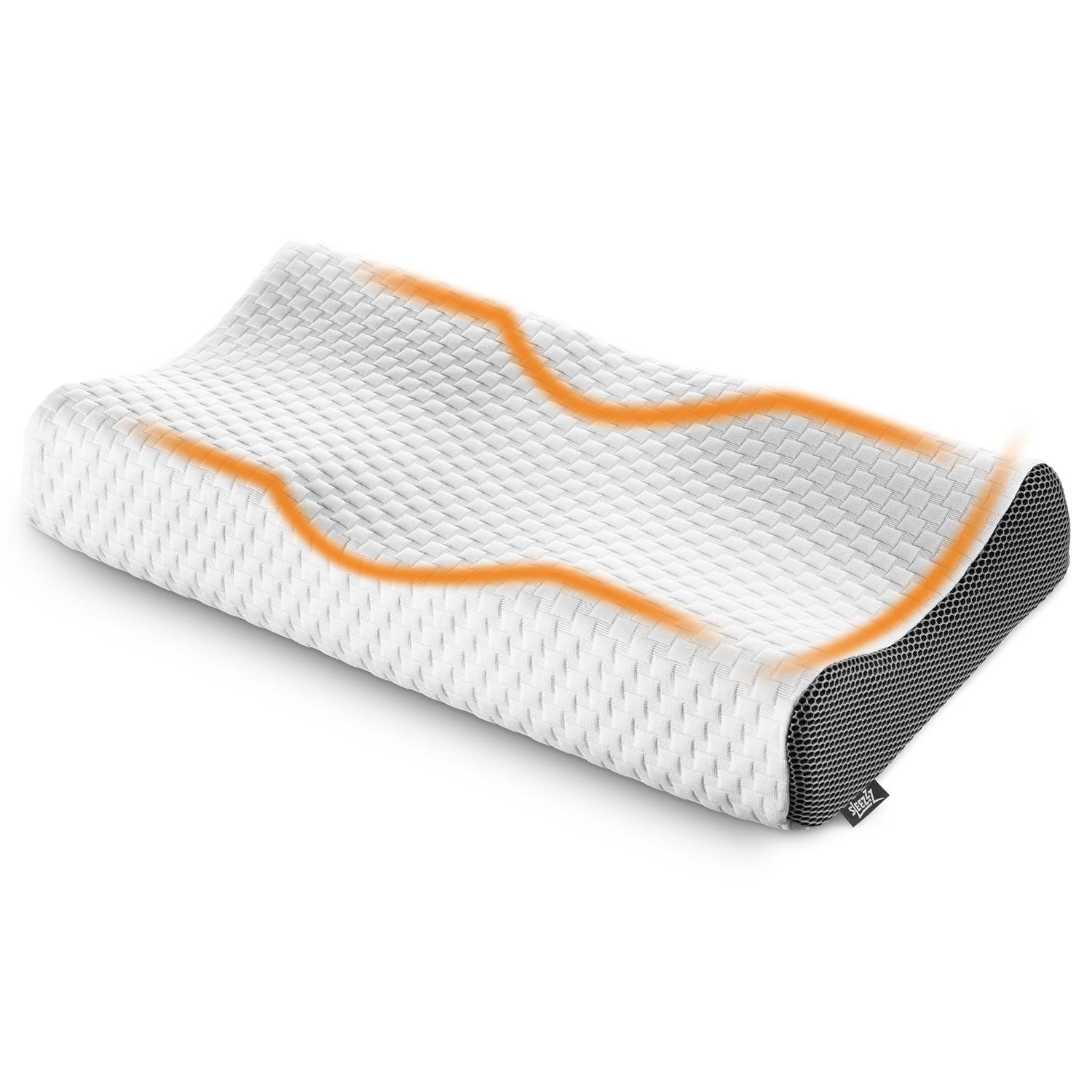7-zónový viskoelastický matrac Sleezzz Smart 120 x 200 cm, výška 18 cm, stupeň tuhosti H3 so vzduchovou pamäťovou penou + ortopedický vankúš s gélovým efektom Sleezzz Premium 32 x 60 cm