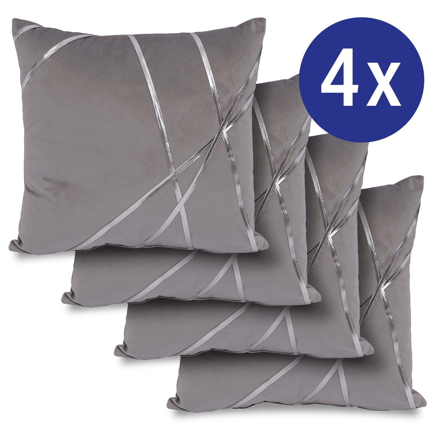 Set of 4 decorative cushions moon silver 45 x 45 cm