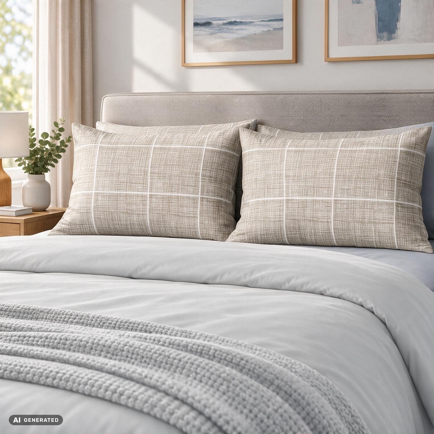 CloudComfort Basic Baumwoll Kissenbezug Steingrau 2er-Set 40 x 80 cm