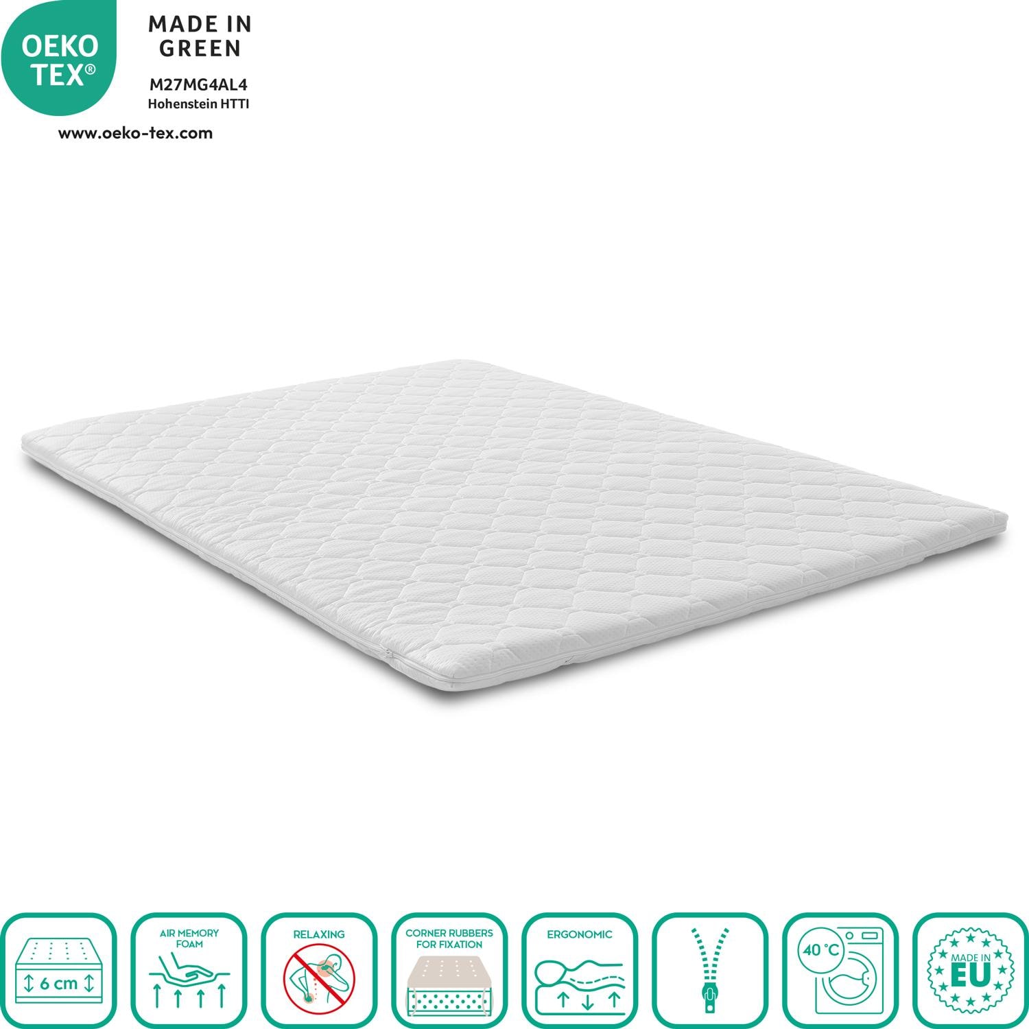 Features as icons – Viscoelastic topper 180 x 200 cm H2