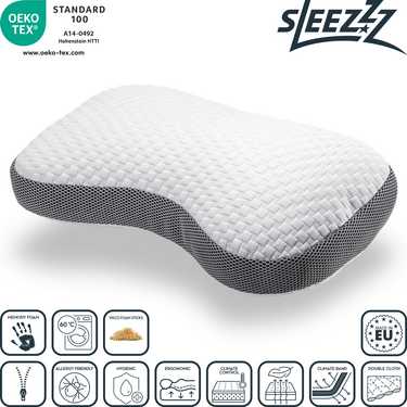 Almofada de contorno viscoelástica premium Sleezzz borboleta 36 x 60 cm com capa de tecido duplo que não agride a pele