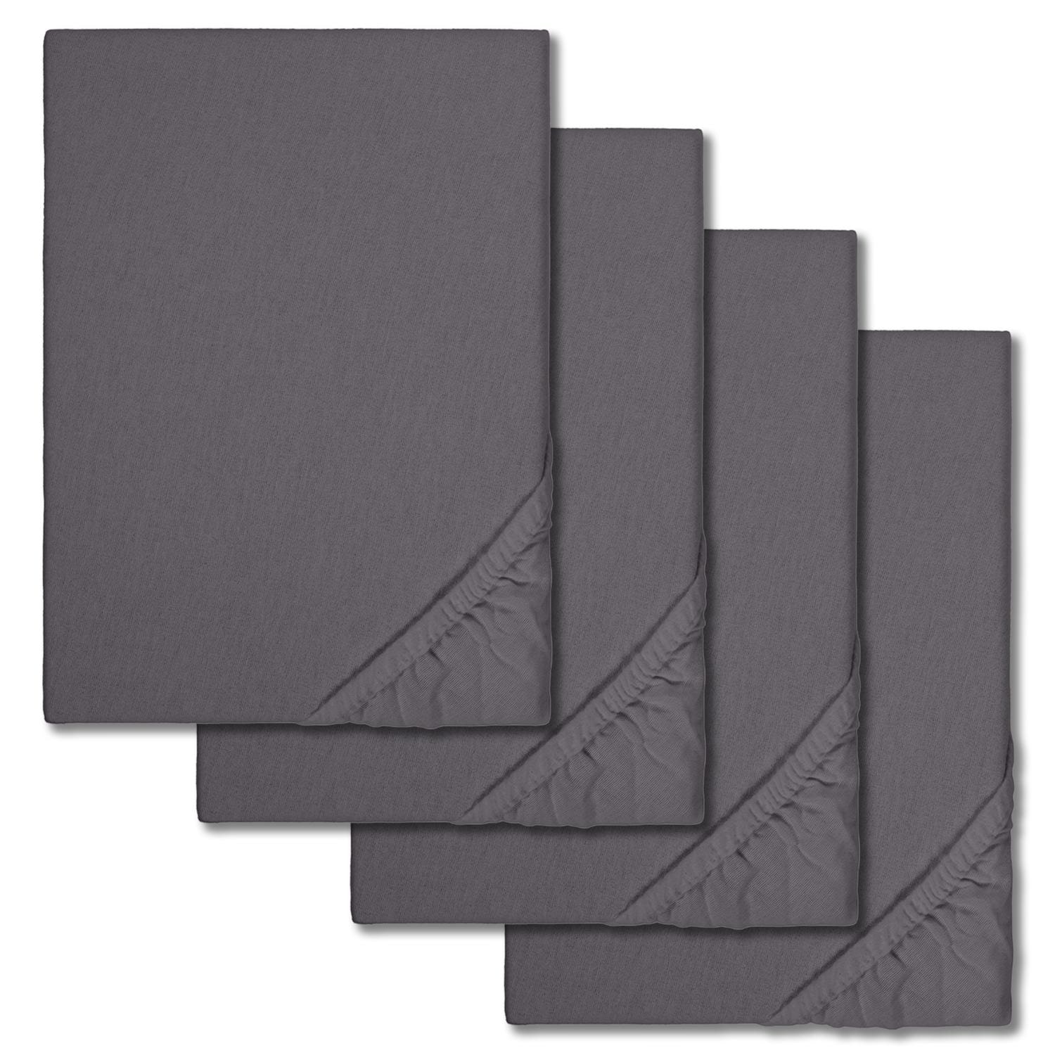 Set of 4 Setex fine fiber fitted sheets anthracite 90 x 200 cm (4 pieces)