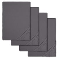 Set of 4 Setex fine fiber fitted sheets anthracite 90 x 200 cm (4 pieces)