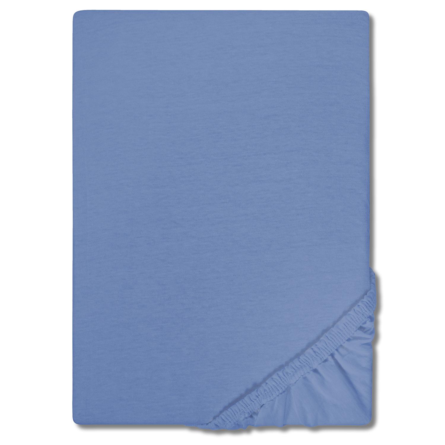 CloudComfort Basic fitted sheet jersey stretch blue 120 x 200 cm