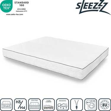 7 Zonen Matratze Sleezzz Superior 160 x 200 cm, Höhe 21 cm, Härtegrad H3/H4