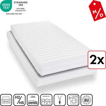 Matelas en mousse froide K16 100 x 200 cm, hauteur 16 cm, degré de fermeté H2/H3 Twin