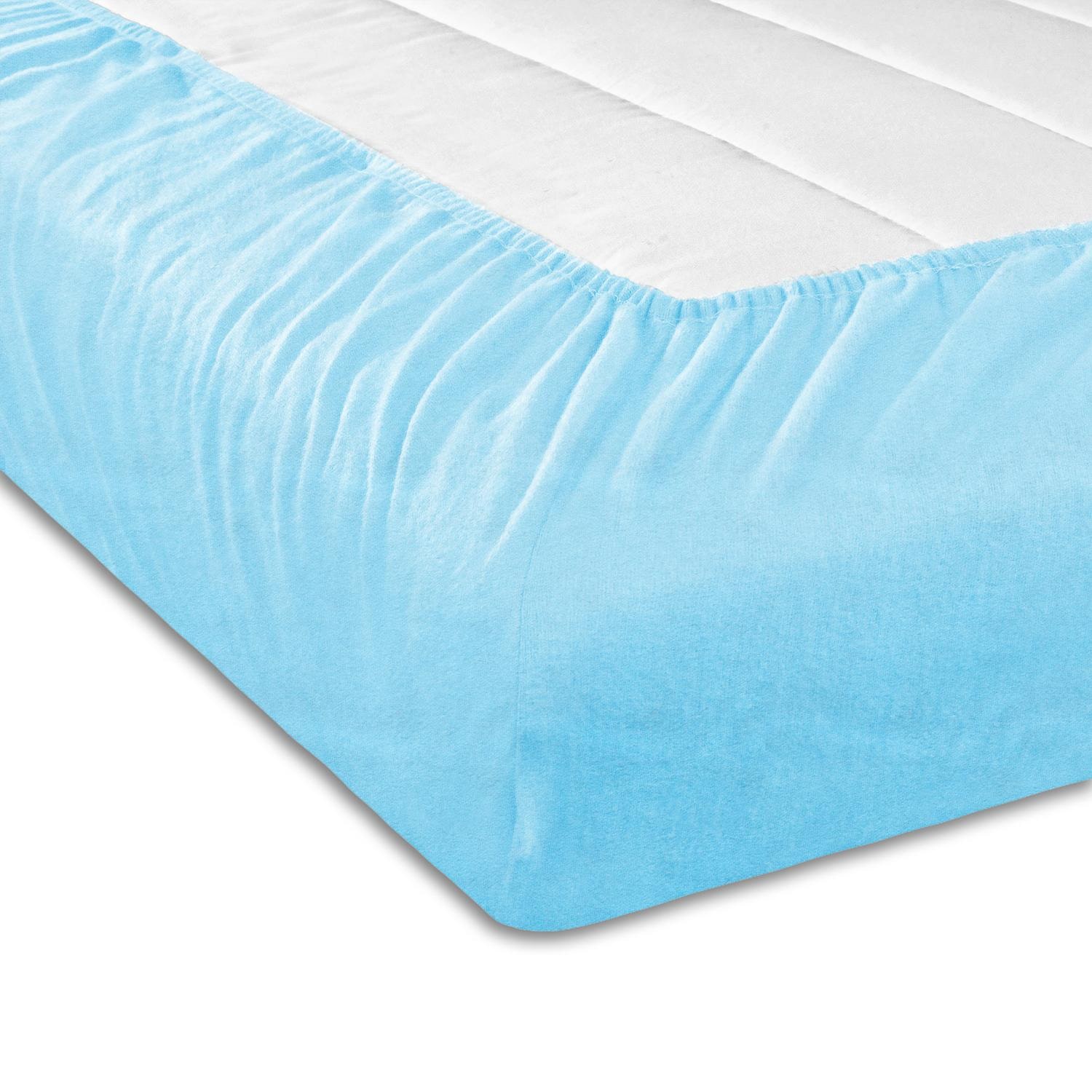 Set of 4 Setex Fine Beaver Fitted Sheets, Turquoise, 90 x 200 cm