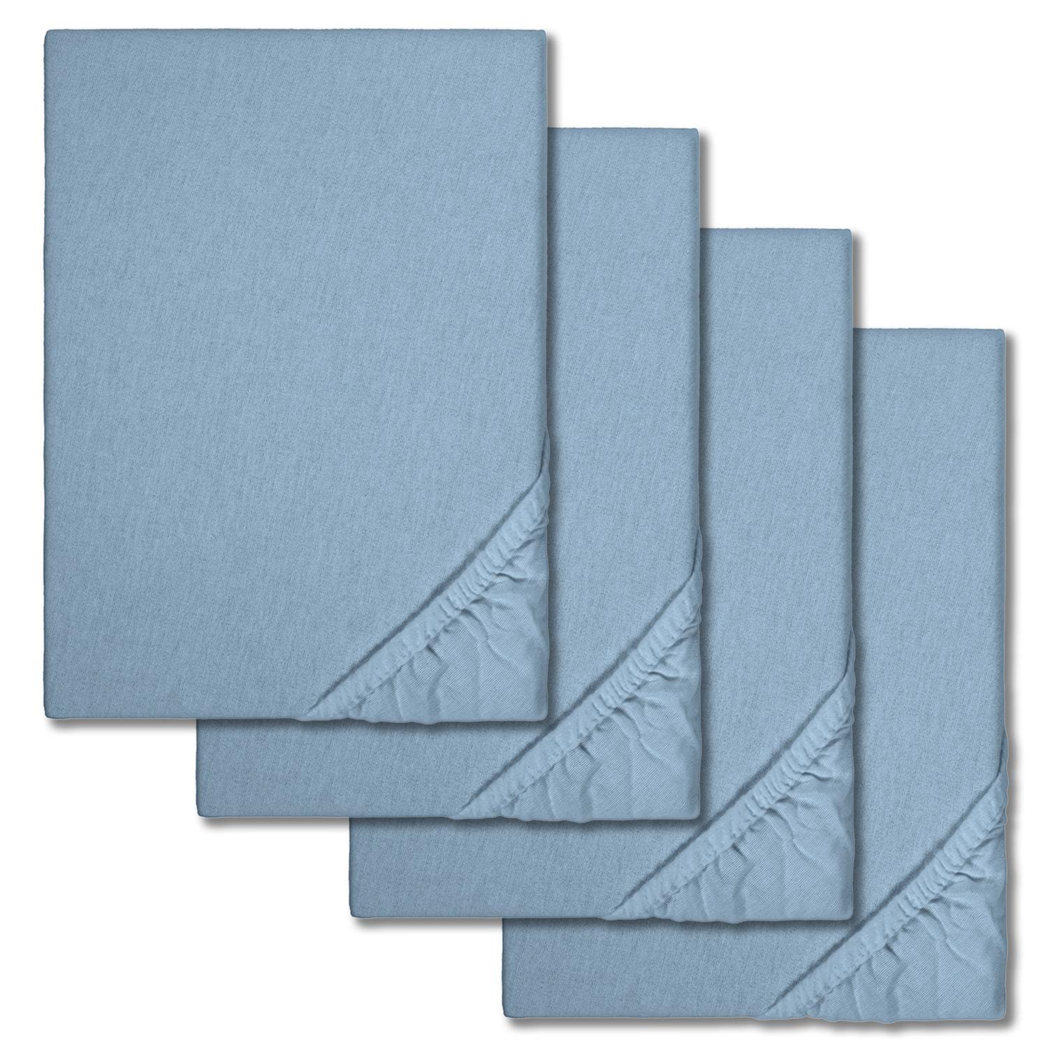 Fitted sheet winter fleece blue 180 x 190 - 200 x 200 cm in a pack of 4