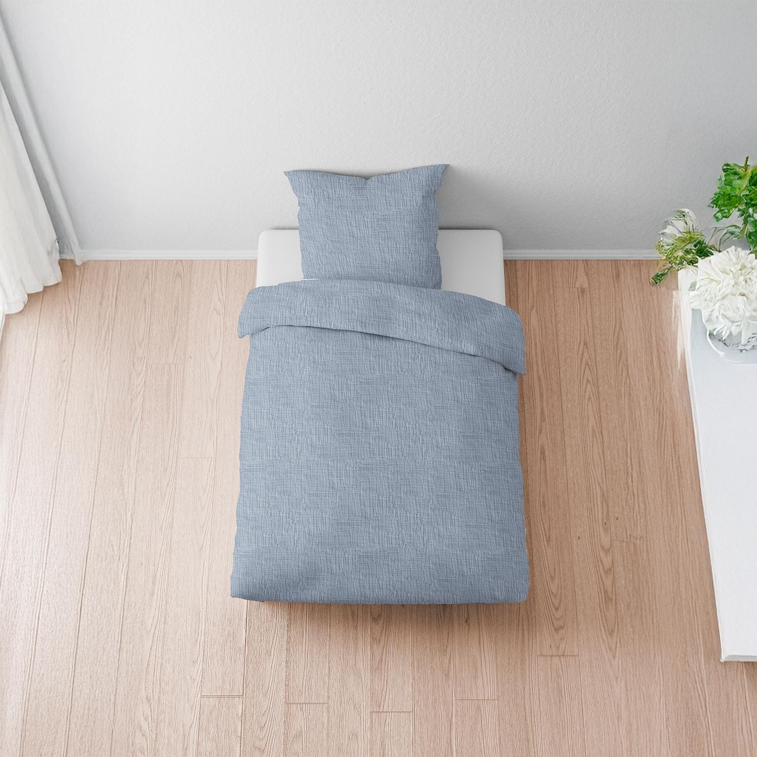 Sleezzz® Parure de lit mousseline bleu 135 x 200 cm + 80 x 80 cm